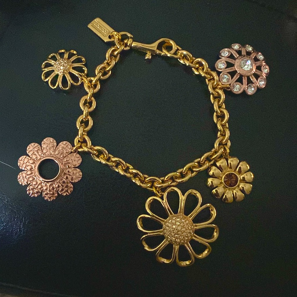 Coach Tea Rose Flower Charm Bracelet